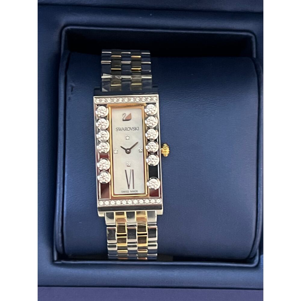 Swarovski Lovely Crystals Square Watch 5096689 2-Tone Moving Crystals Swiss - Picture 2 of 8